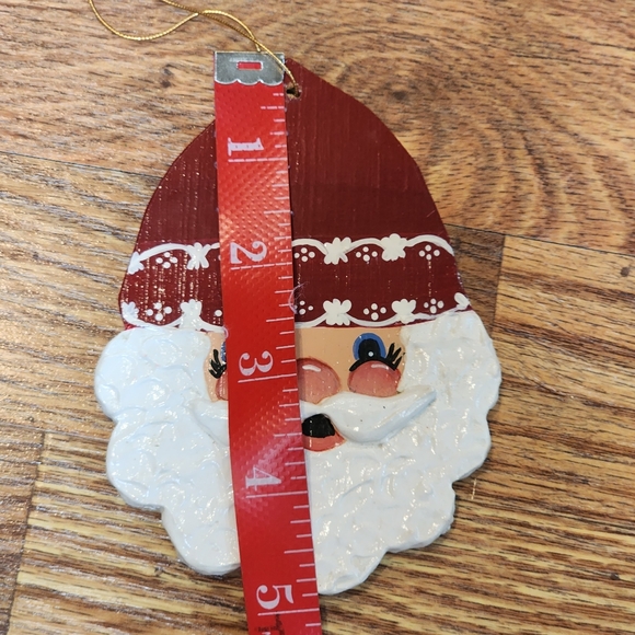 Vintage Handmade Painted Wooden Jolly Santa Ornament - Picture 6 of 6